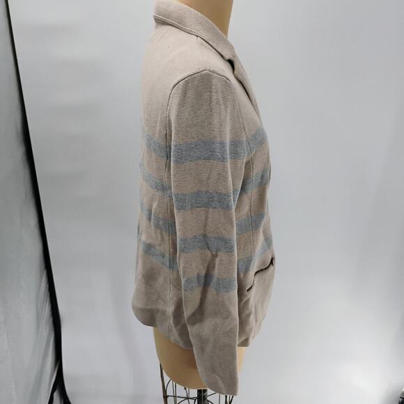 Talbots Beige and Gray Striped Cardigan - Picture 11 of 14